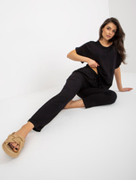 Hurt Czarny komplet letni z dodatkiem lnu RUE PARIS