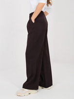 Chocolate wide trousers made of RUE PARIS material.