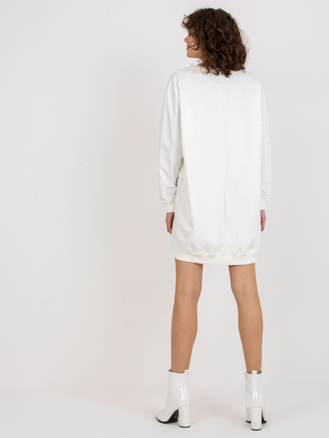 Hurt Ecru-pomarańczowa długa bluza oversize z nadrukiem