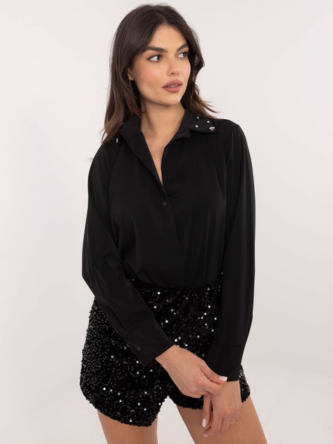 Hurt Czarna elegancka koszula z ozdobnym kołnierzykiem