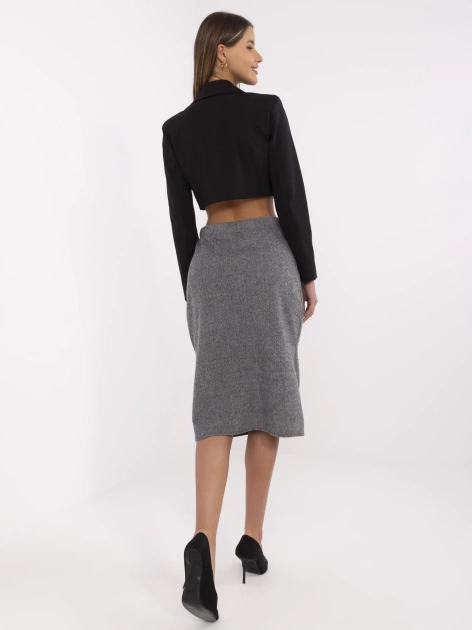 Hurt Szaro-czarna dzianinowa spódnica z rozcięciem