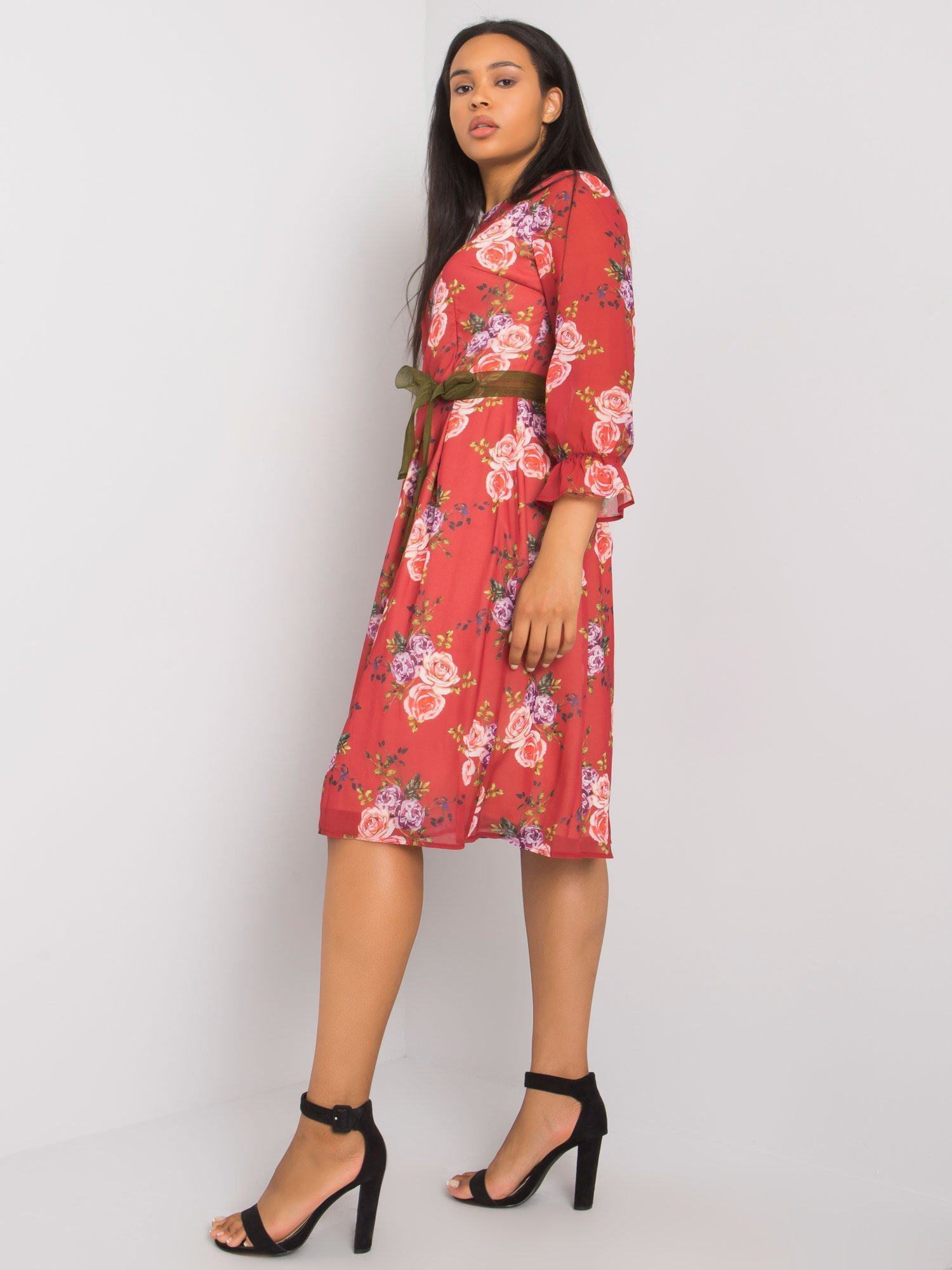 Burgundy Plus Size Floral Dress Bianna