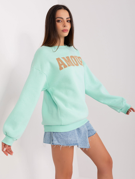 Hurt Miętowa bluza bez kaptura z okrągłym dekoltem