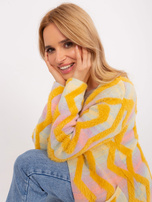 Hurtownia Żółty kardigan w geometryczne wzory 