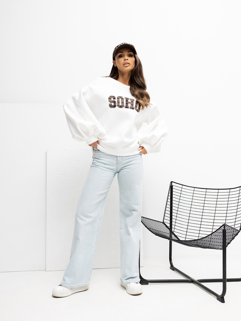 Ecru damska bluza z bufiastym rękawem RUE PARIS