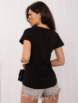 Hurt Czarny bawełniany damski t-shirt basic