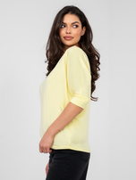 Pastelowa żółta bluzka basic z bawełny RUE PARIS 