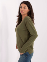 Khaki damski sweter basic z wiskozą