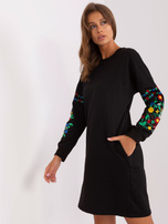 Hurt Czarna sukienka dresowa z kieszeniami RUE PARIS