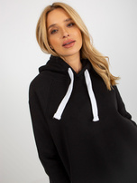 Hurtownia Czarna długa dresowa bluza basic z kieszeniami