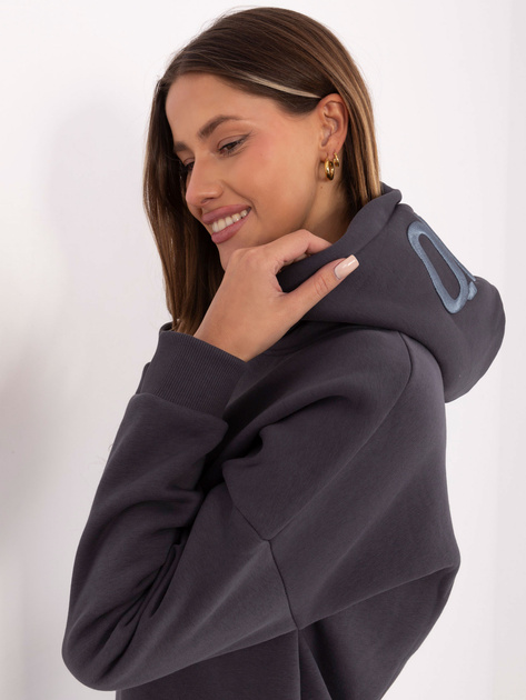 Grafitowa damska bluza oversize z kapturem