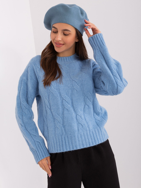 Hurt Brudnoniebieski jednokolorowy beret damski