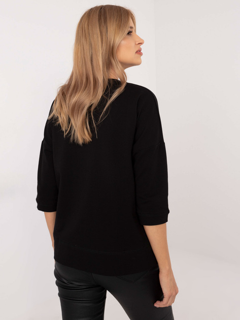 Hurtownia Czarna damska bluzka basic z bawełny