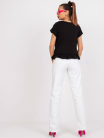 Czarny bawełniany t-shirt z falbankami Hierro MAYFLIES