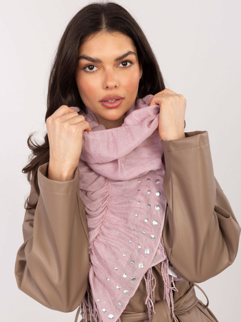 Brudnoróżowa damska chusta z drapowaniem