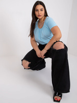 Šviesiai mėlyna plus size medvilninė bluzonė Celeste.