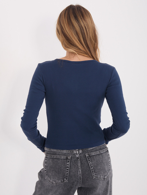 Granatowa damska bluzka basic z okrągłym dekoltem