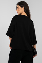 Czarna bluzka basic z miękkiego materiału RUE PARIS 