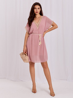 Schmutzig-rosa leichte Kleid One Size mit V-Ausschnitt.