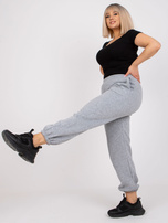 Szare melanżowe dresowe spodnie plus size z kieszeniami Banni 