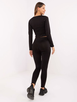 Czarny sportowy komplet z krótką bluzką Patrice 