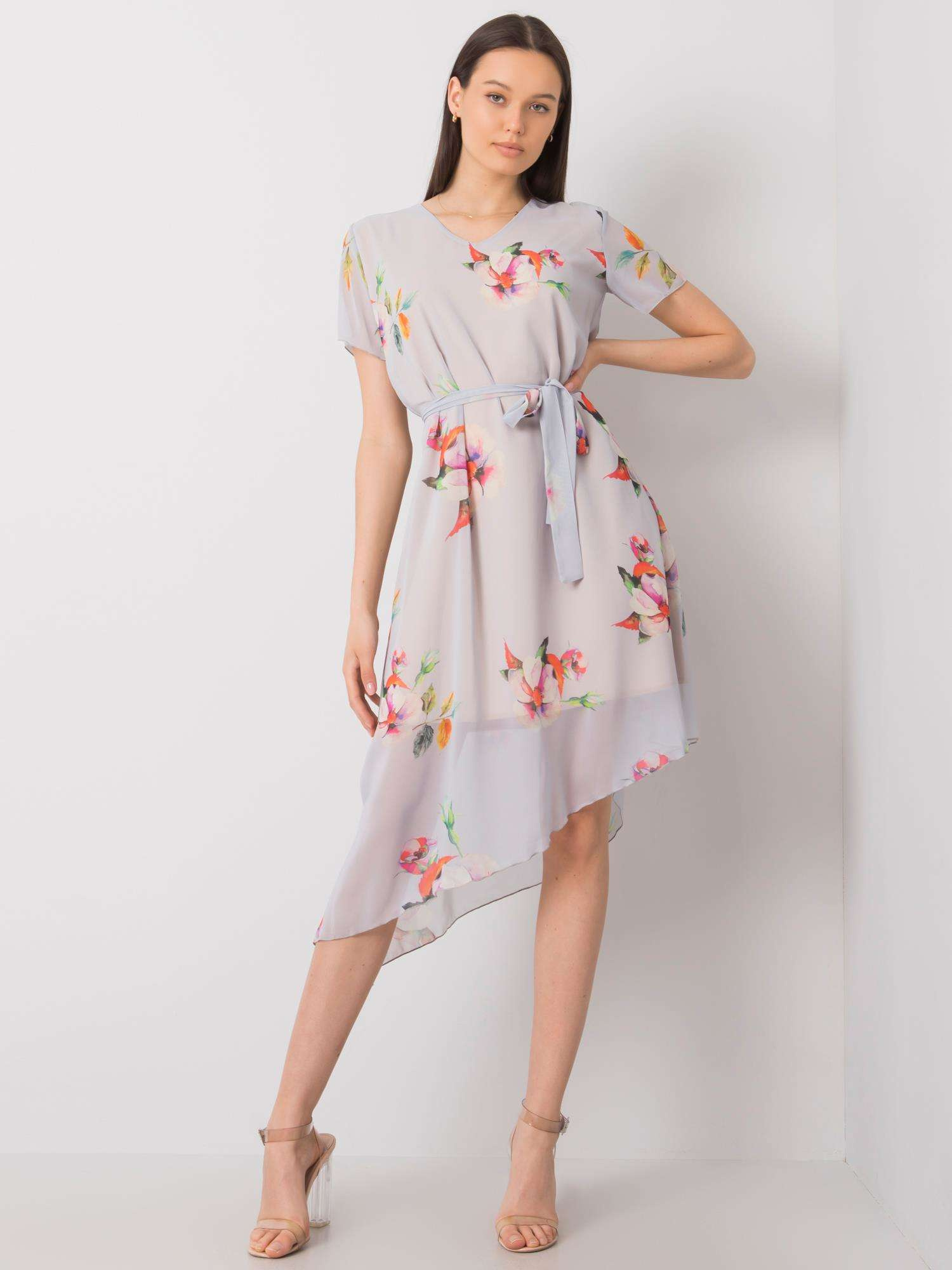 Gray dress with flowers Noemie