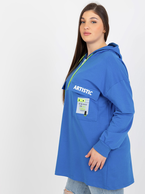 Hurt Ciemnoniebieska dłuższa bluza plus size z napisami