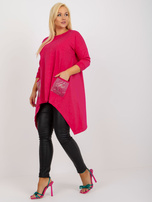 Hurt Fuksjowa długa bluzka plus size z kieszeniami