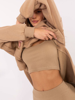 Hurt Ciemnobeżowy trzyczęściowy komplet z bluzą oversize