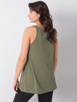 Khaki top z napisem Evette