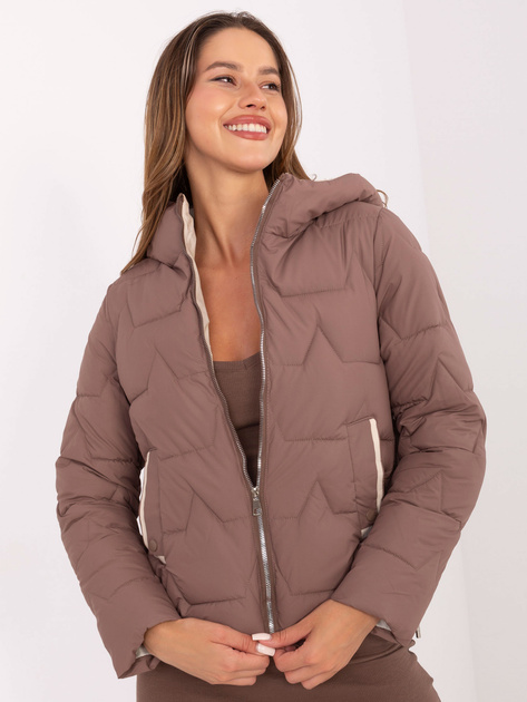 Brązowa damska kurtka ze ściągaczami