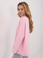 Jasnoróżowa bluza oversize z okrągłym dekoltem