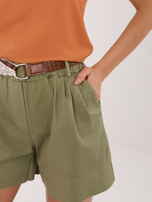 Khaki letnie szorty z zakładkami 