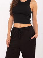 Czarne szerokie spodnie z gumką w pasie