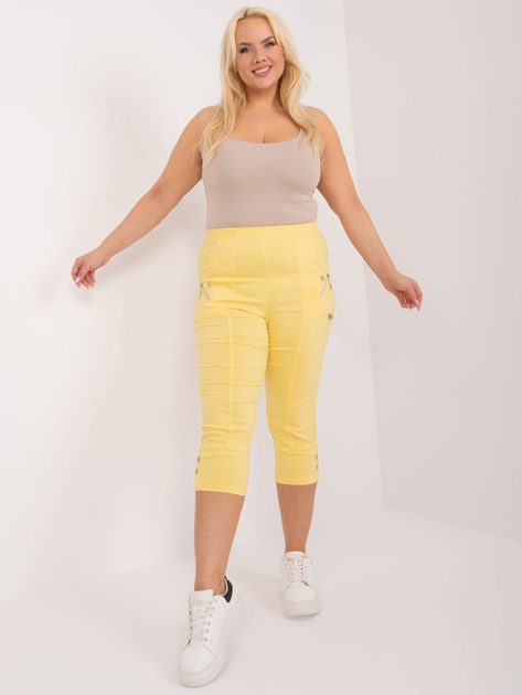Hurt Jasnożółte spodnie 3/4 plus size z materiału