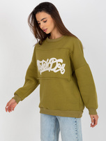 Hurtownia Oliwkowa dresowa bluza bez kaptura oversize 
