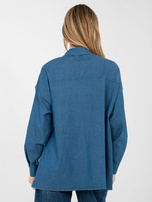 Niebieska jeansowa koszula z dłuższym tyłem