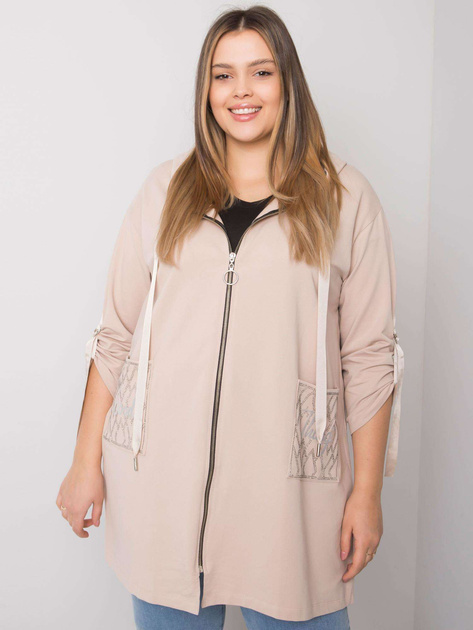 Jasnobeżowa bluza plus size na suwak Zurich