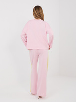 Jasnoróżowe dresowe spodnie z kontrastowymi lampasami RUE PARIS