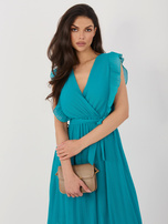 Morska letnia sukienka z kopertowym dekoltem RUE PARIS