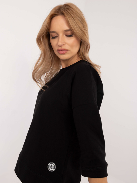 Hurtownia Czarna damska bluzka basic z bawełny