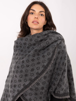 Ciemnoszare damskie ponczo z nadrukiem