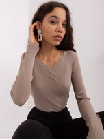 Hurt Ciemnobeżowa bluzka z marszczeniem BASIC FEEL GOOD