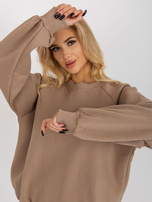 Hurt Dark beige basic sweatshirt with a round neckline.