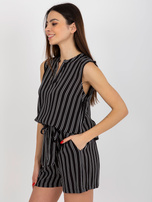 Hurt Czarna damska bluzka w paski bez rękawów FRESH MADE