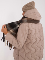 Hurt Brązowo-czarny szal damski z dzianiny