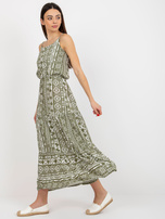 Hurt Khaki maxi sukienka we wzory na ramiączkach SUBLEVEL