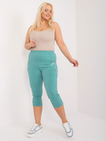 Hurt Miętowe spodnie 3/4 plus size z gumką w pasie