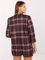 Brązowo-bordowa marynarka z poduszkami na ramionach