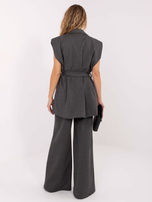 Ciemnoszara elegancka kamizelka z paskiem RUE PARIS  